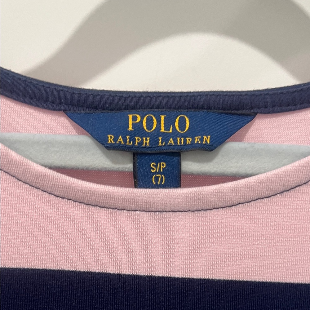 Polo by Ralph Lauren Kids Dress in Pink and Navy Stripes Size 7 (Girls Small) - Picture 2 of 4